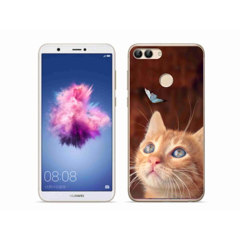 Gelový kryt mmCase na mobil Huawei P Smart - motýl a kotě