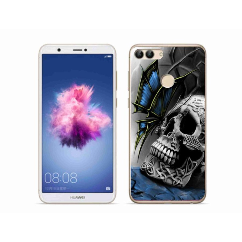Gelový kryt mmCase na mobil Huawei P Smart - motýl a lebka