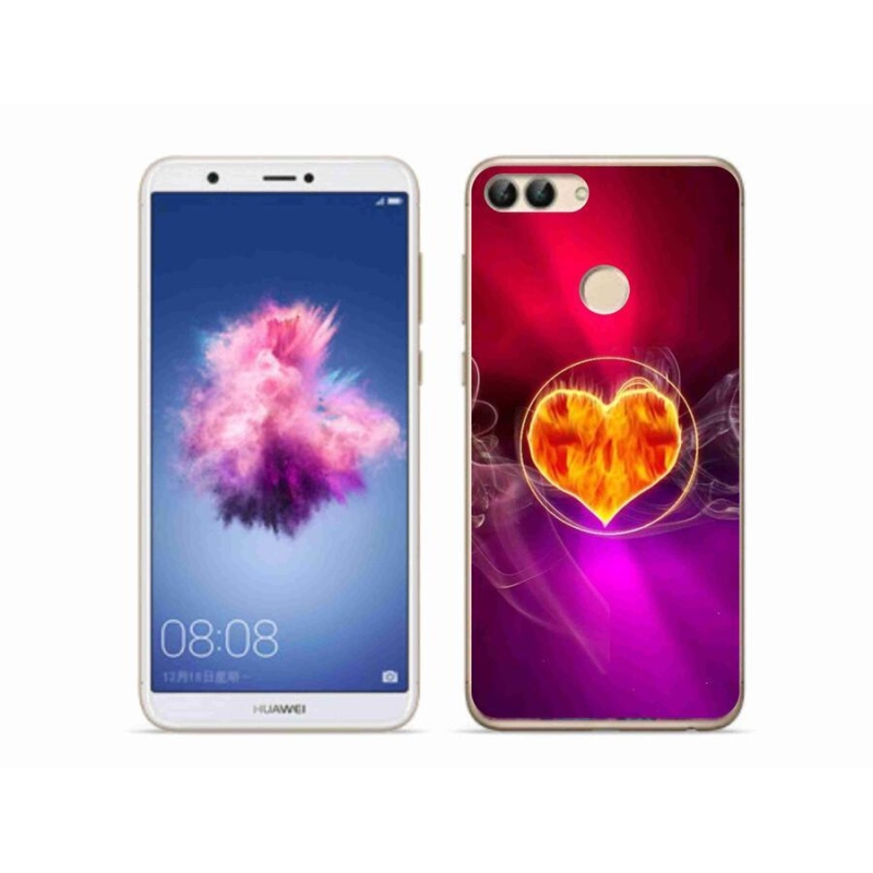 Gelový kryt mmCase na mobil Huawei P Smart - ohnivé srdce