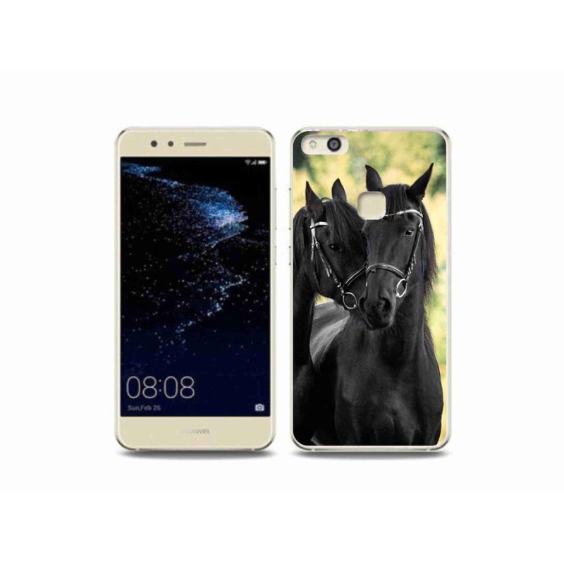Gelový kryt mmCase na mobil Huawei P10 Lite - dva černí koně