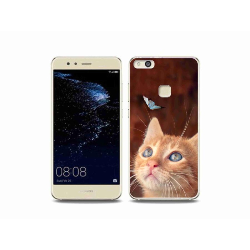 Gelový kryt mmCase na mobil Huawei P10 Lite - motýl a kotě