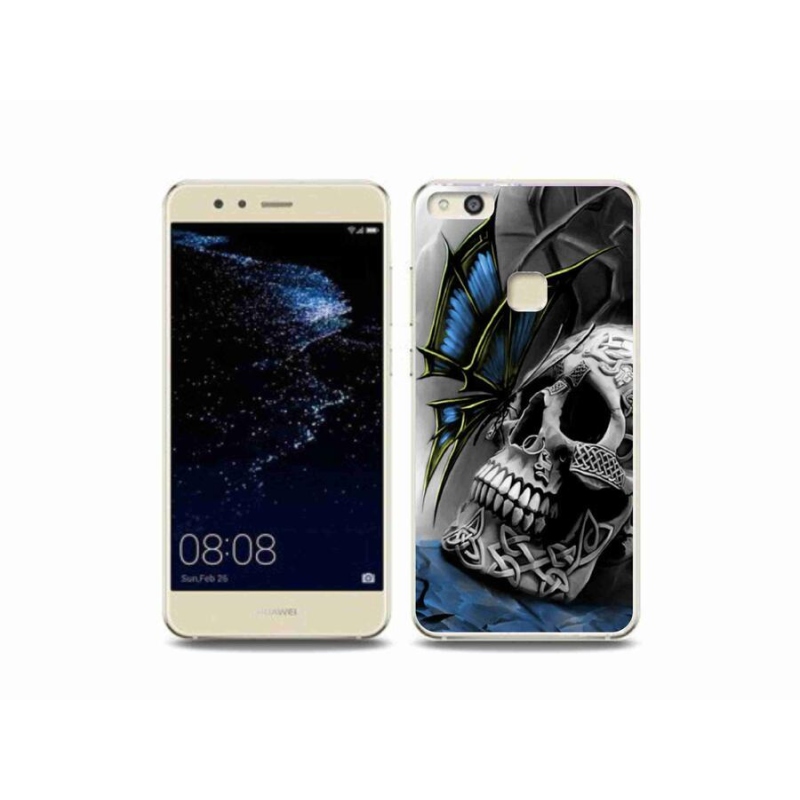Gelový kryt mmCase na mobil Huawei P10 Lite - motýl a lebka