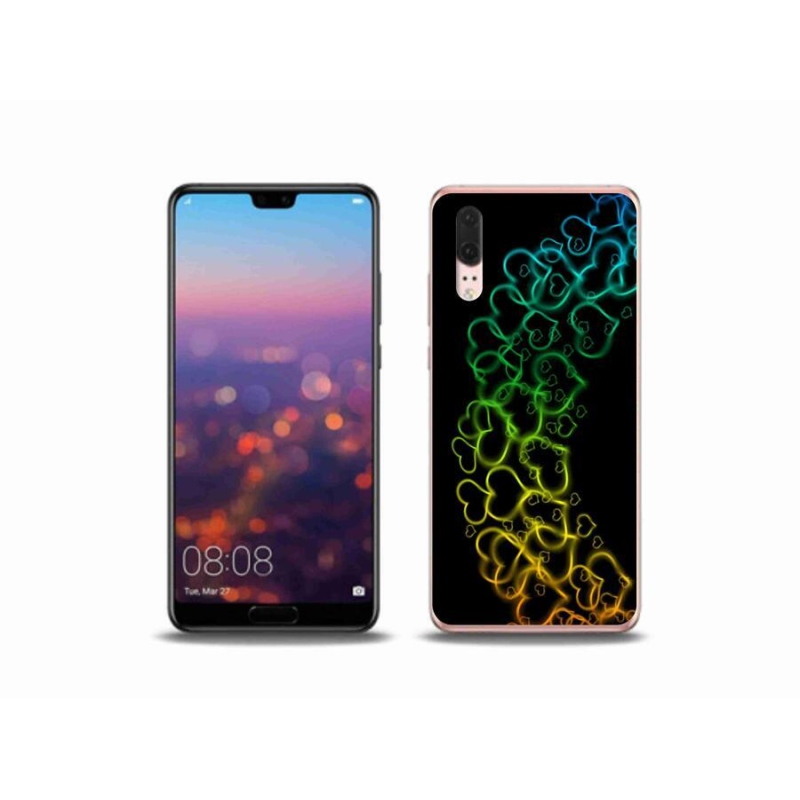 Gelový kryt mmCase na mobil Huawei P20 - barevná srdíčka