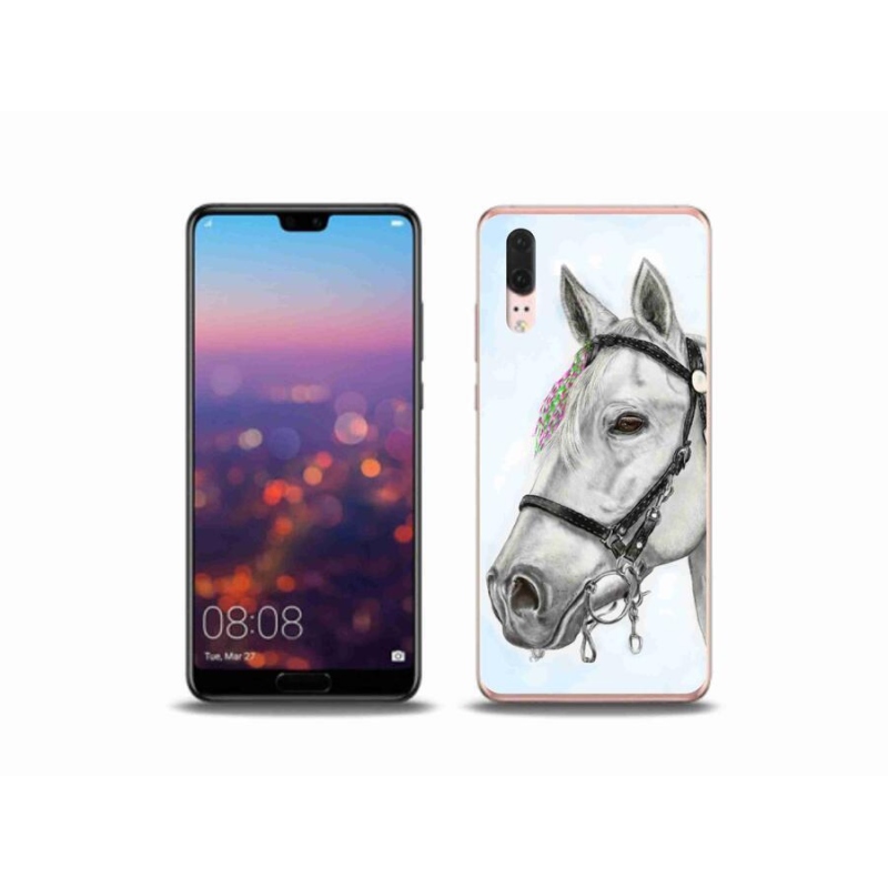 Gelový kryt mmCase na mobil Huawei P20 - bílý kůň 1