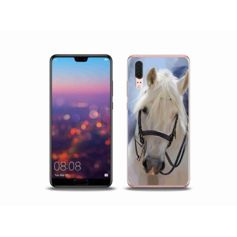 Gelový kryt mmCase na mobil Huawei P20 - bílý kůň