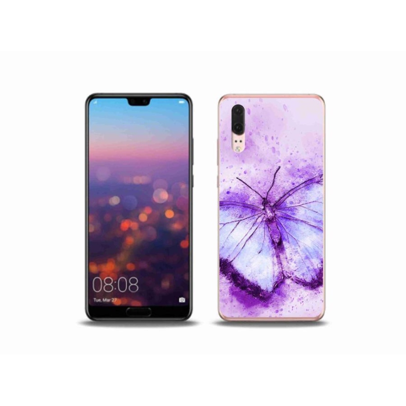 Gelový kryt mmCase na mobil Huawei P20 - fialový motýl