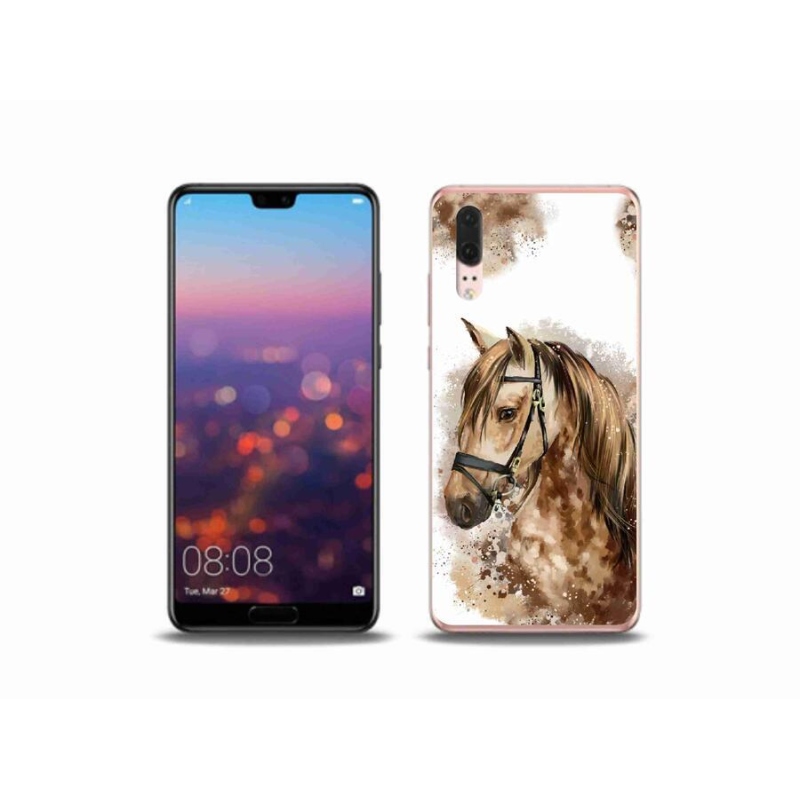 Gelový kryt mmCase na mobil Huawei P20 - hnědý kreslený kůň