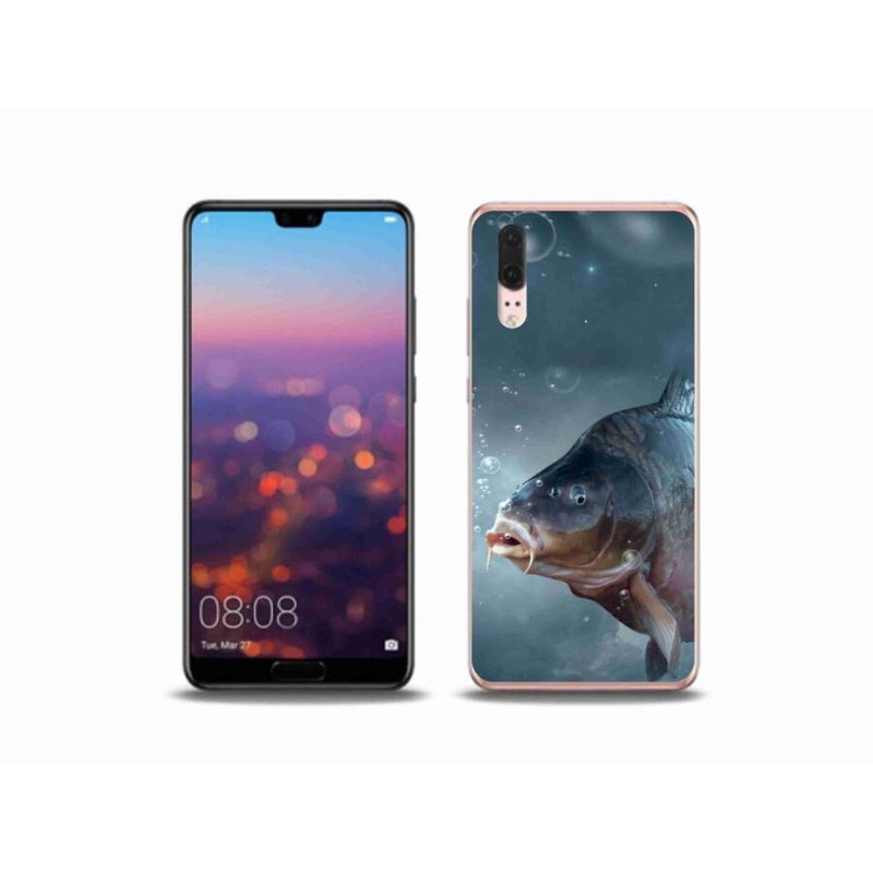 Gelový kryt mmCase na mobil Huawei P20 - kapr a bublinky