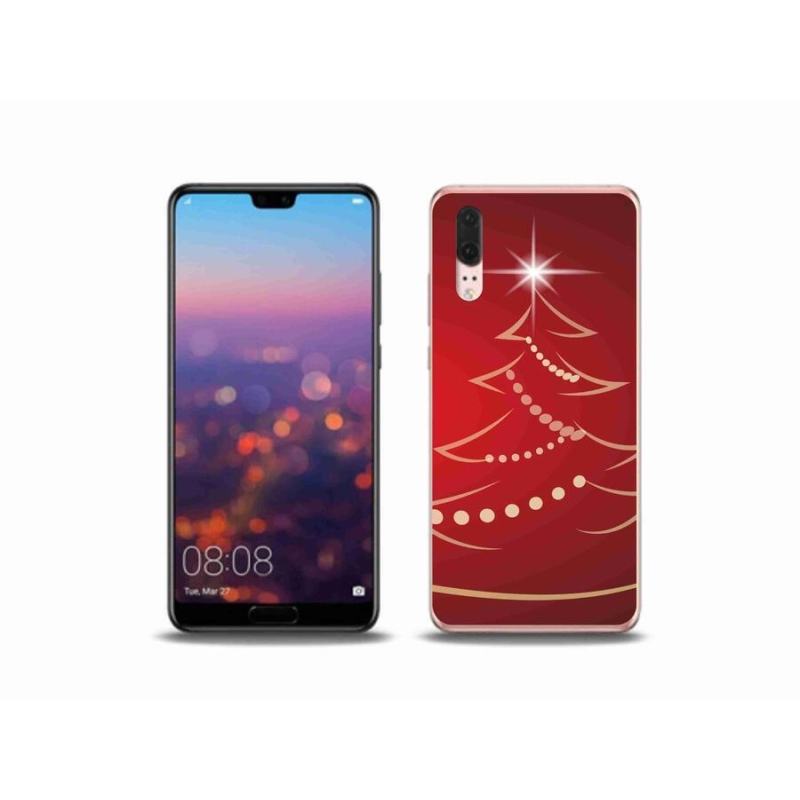 Gelový kryt mmCase na mobil Huawei P20 - kreslený vánoční stromek