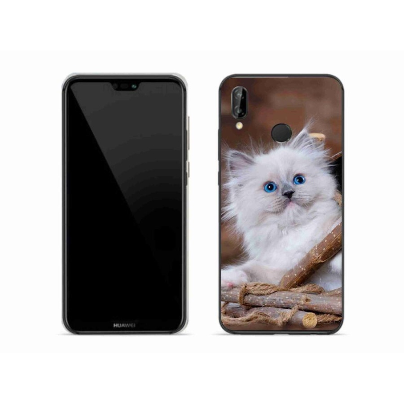 Gelový kryt mmCase na mobil Huawei P20 Lite - bílé kotě
