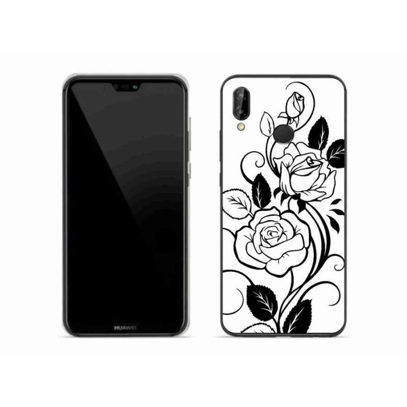 Gelový kryt mmCase na mobil Huawei P20 Lite - černobílá růže