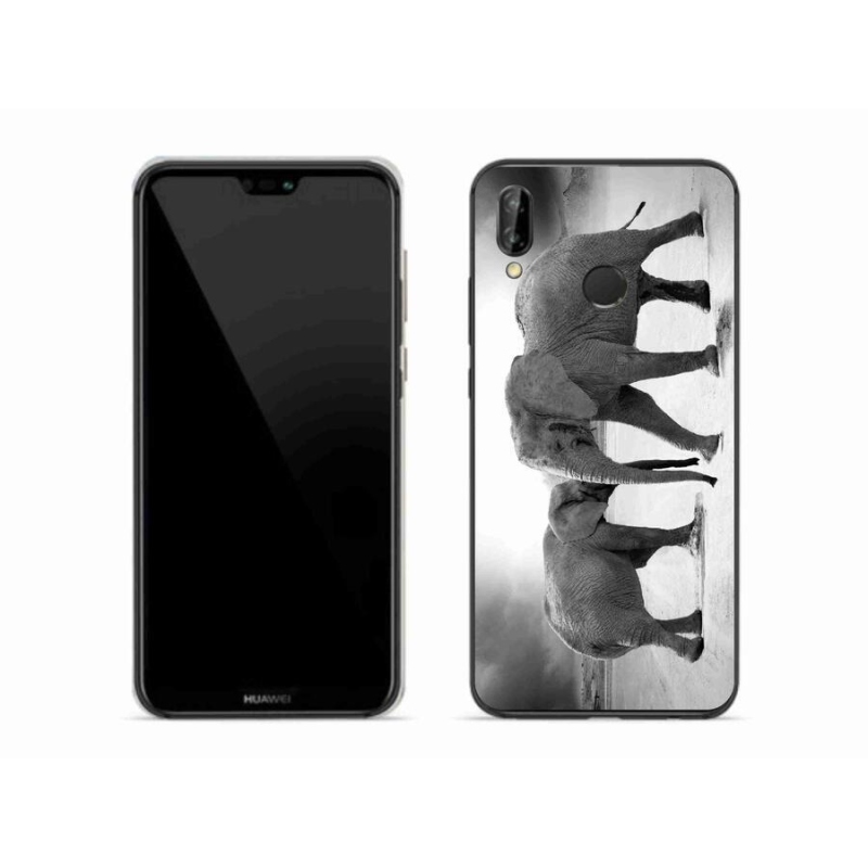 Gelový kryt mmCase na mobil Huawei P20 Lite - černobílí sloni