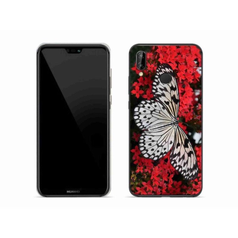Gelový kryt mmCase na mobil Huawei P20 Lite - černobílý motýl 1