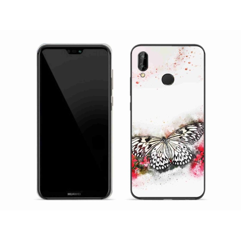 Gelový kryt mmCase na mobil Huawei P20 Lite - černobílý motýl