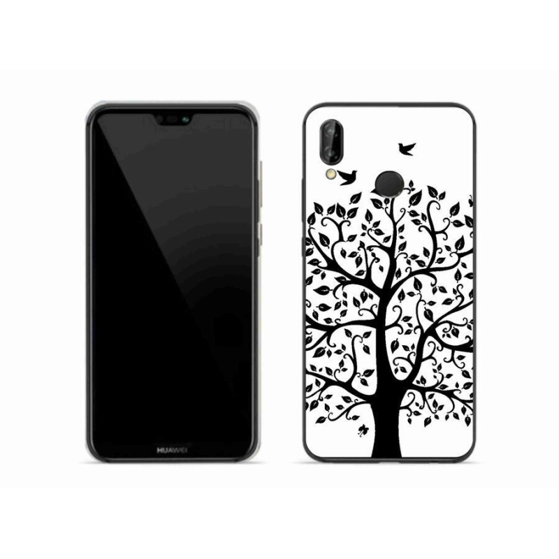 Gelový kryt mmCase na mobil Huawei P20 Lite - černobílý strom
