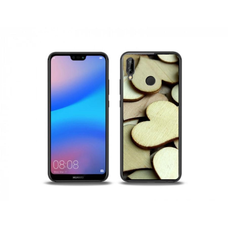 Gelový kryt mmCase na mobil Huawei P20 Lite - dřevěná srdíčka