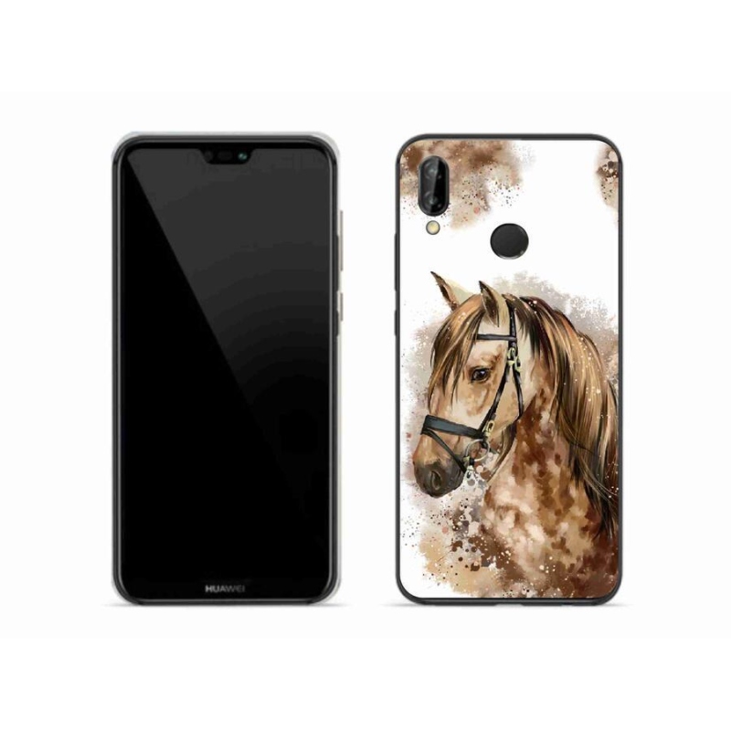 Gelový kryt mmCase na mobil Huawei P20 Lite - hnědý kreslený kůň