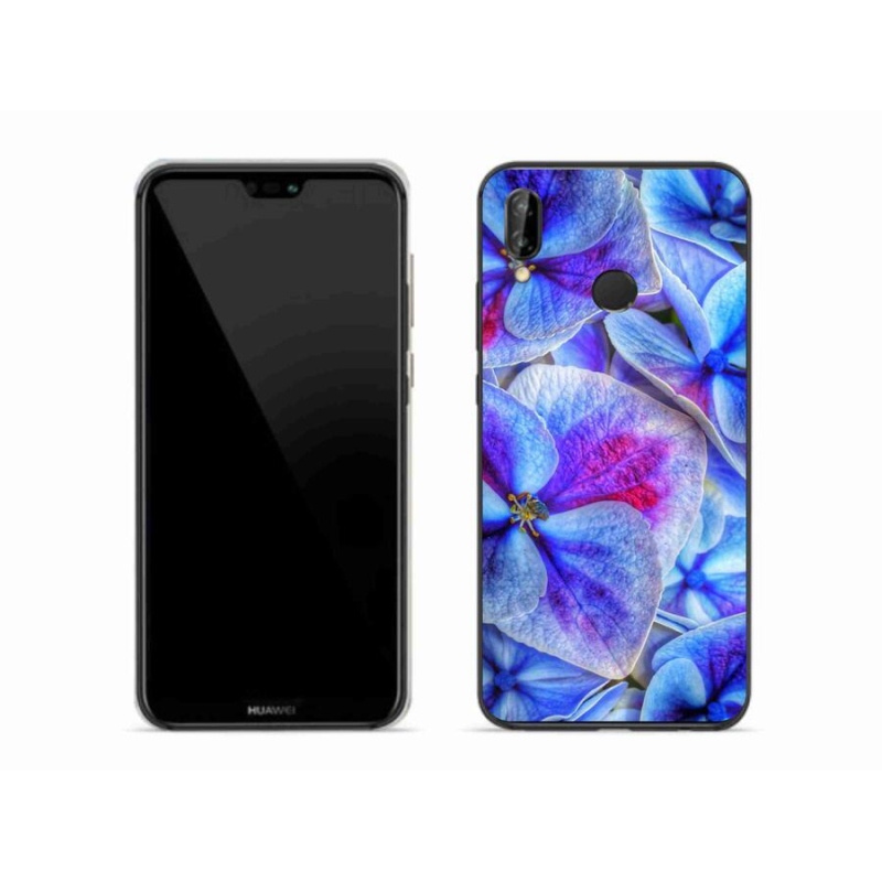 Gelový kryt mmCase na mobil Huawei P20 Lite - modré květy 1