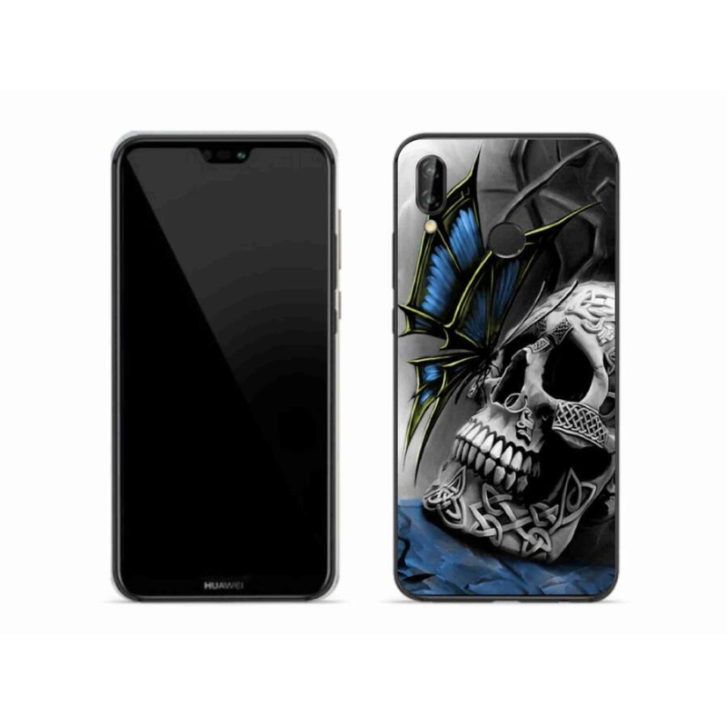 Gelový kryt mmCase na mobil Huawei P20 Lite - motýl a lebka
