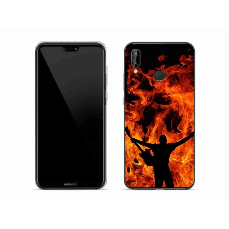 Gelový kryt mmCase na mobil Huawei P20 Lite - muzikant a oheň