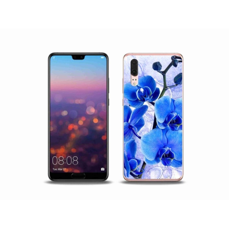 Gelový kryt mmCase na mobil Huawei P20 - modré květy