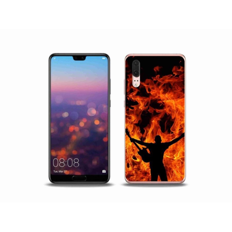 Gelový kryt mmCase na mobil Huawei P20 - muzikant a oheň