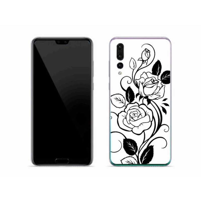 Gelový kryt mmCase na mobil Huawei P20 Pro - černobílá růže