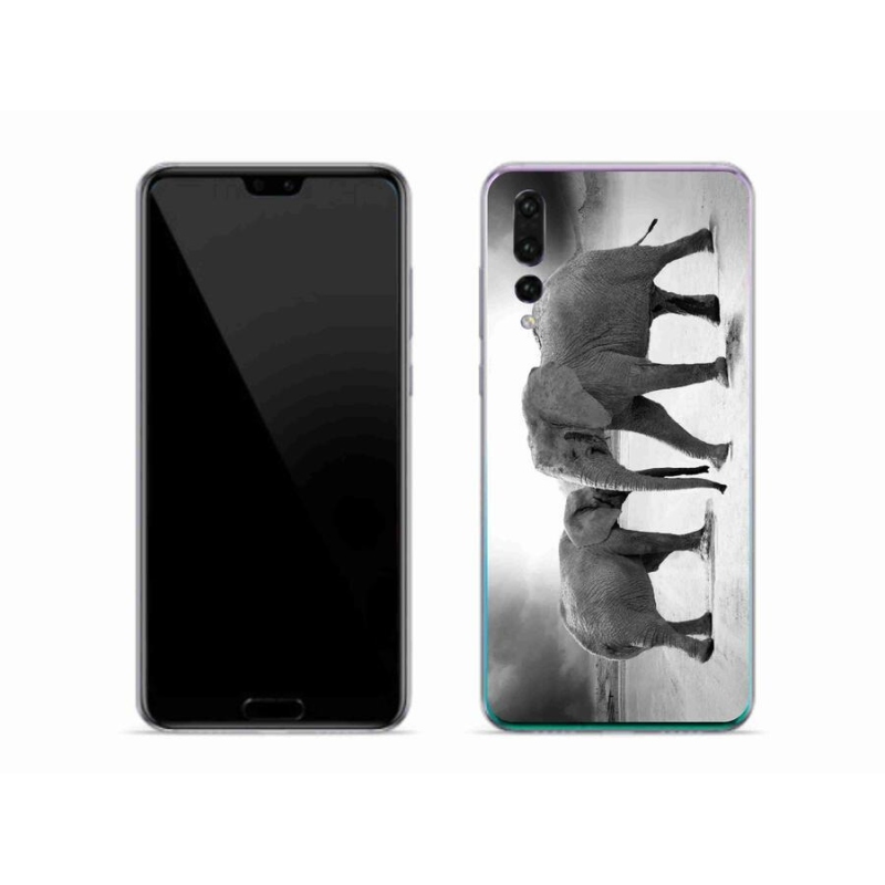 Gelový kryt mmCase na mobil Huawei P20 Pro - černobílí sloni