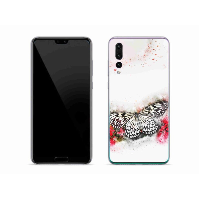 Gelový kryt mmCase na mobil Huawei P20 Pro - černobílý motýl