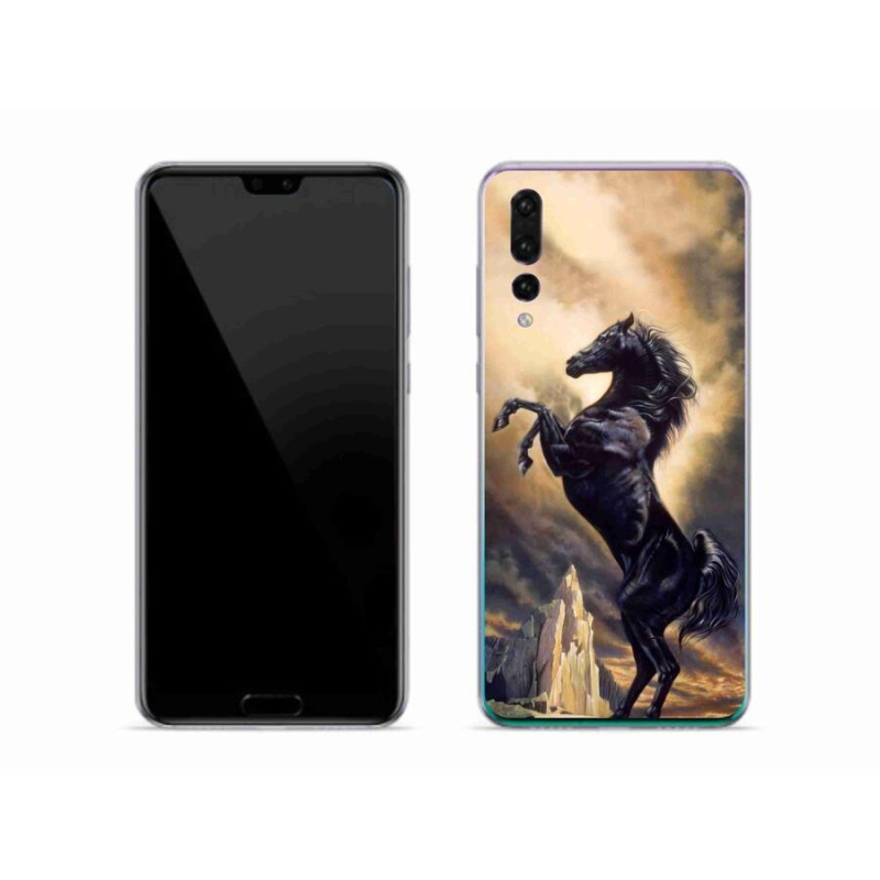 Gelový kryt mmCase na mobil Huawei P20 Pro - černý kreslený kůň