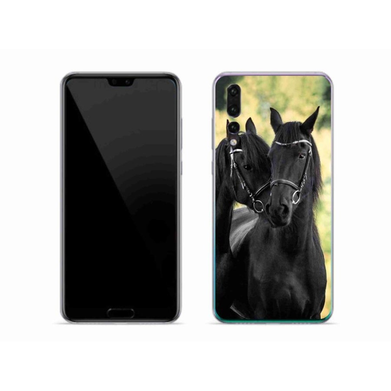 Gelový kryt mmCase na mobil Huawei P20 Pro - dva černí koně