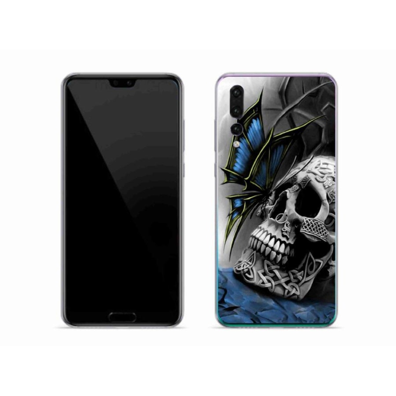 Gelový kryt mmCase na mobil Huawei P20 Pro - motýl a lebka