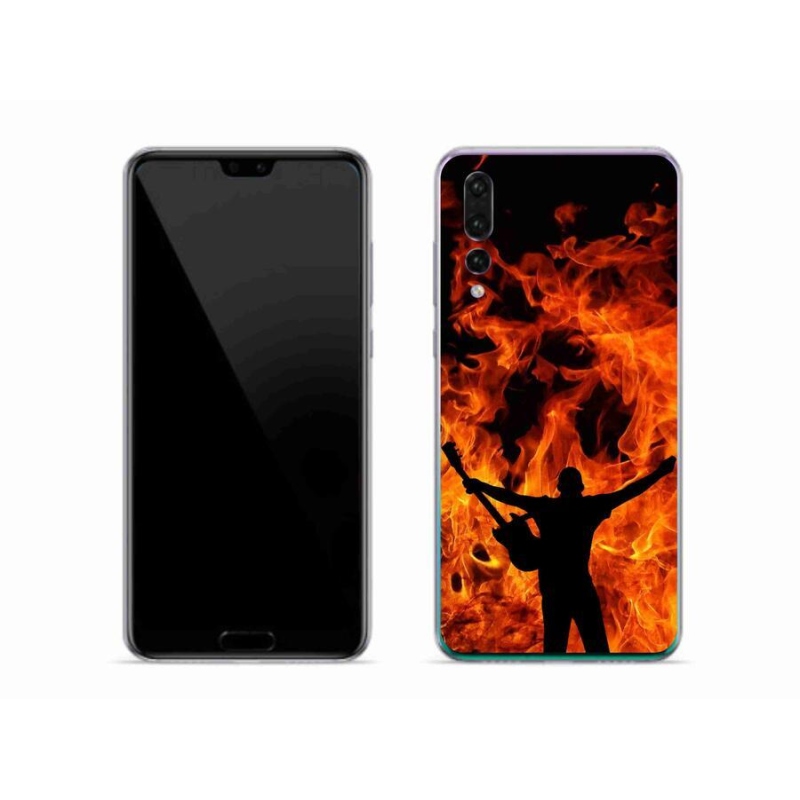 Gelový kryt mmCase na mobil Huawei P20 Pro - muzikant a oheň