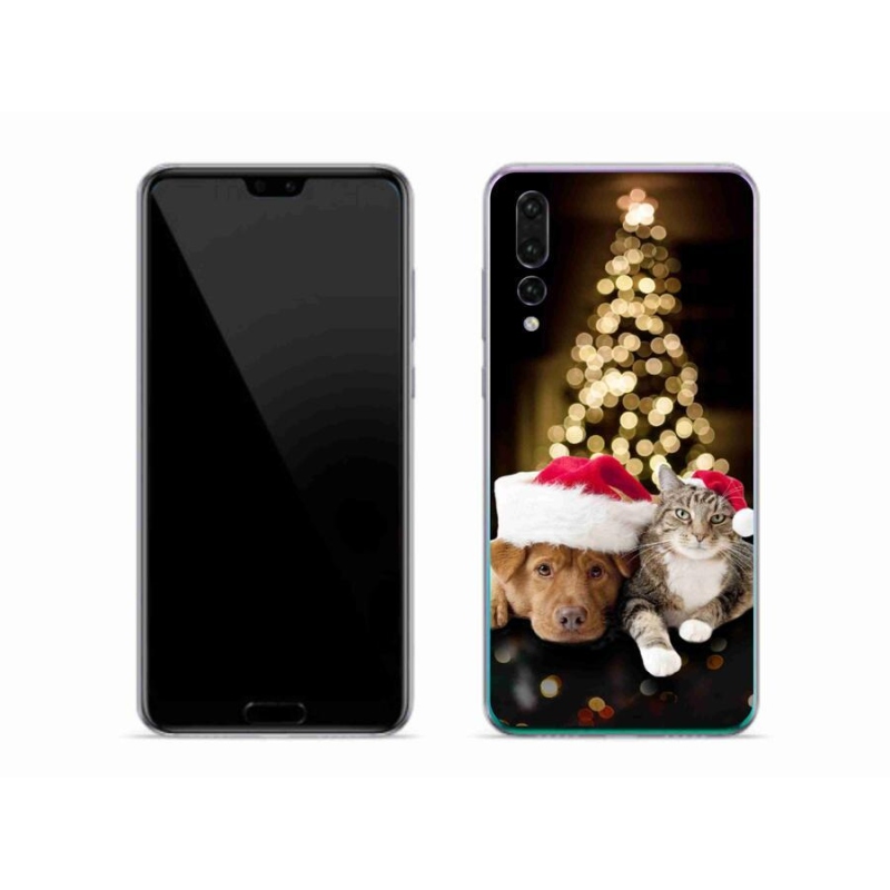 Gelový kryt mmCase na mobil Huawei P20 Pro - vánoční pes a kočka