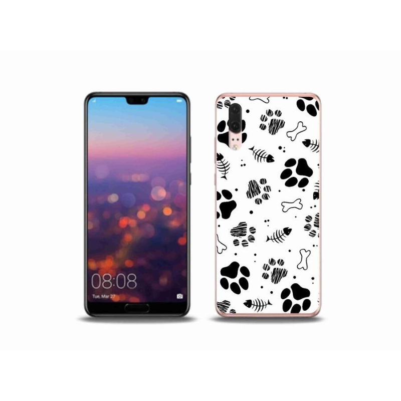 Gelový kryt mmCase na mobil Huawei P20 - psí tlapky 1