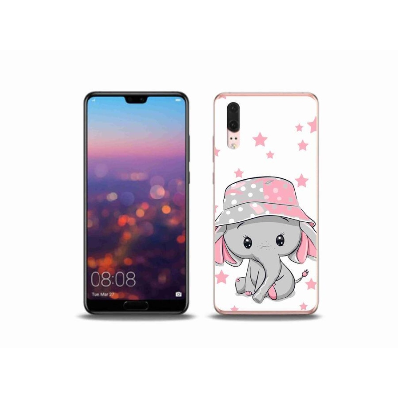 Gelový kryt mmCase na mobil Huawei P20 - růžový slon