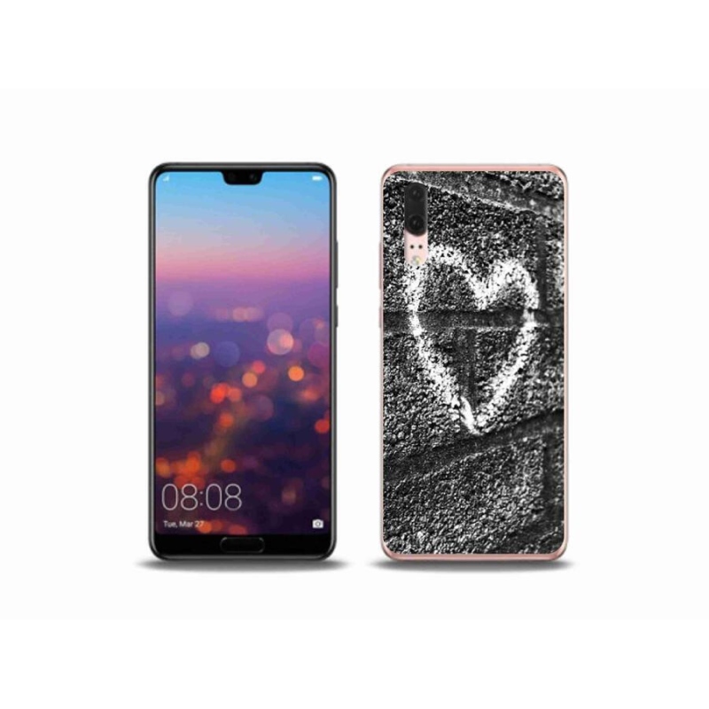 Gelový kryt mmCase na mobil Huawei P20 - srdce na zdi