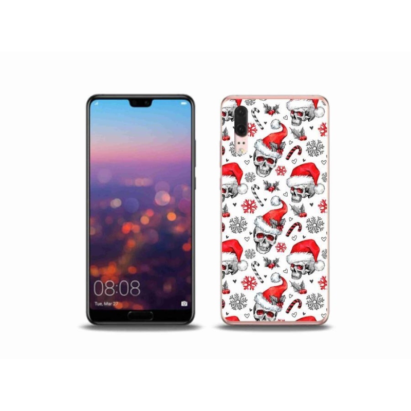Gelový kryt mmCase na mobil Huawei P20 - vánoční lebky