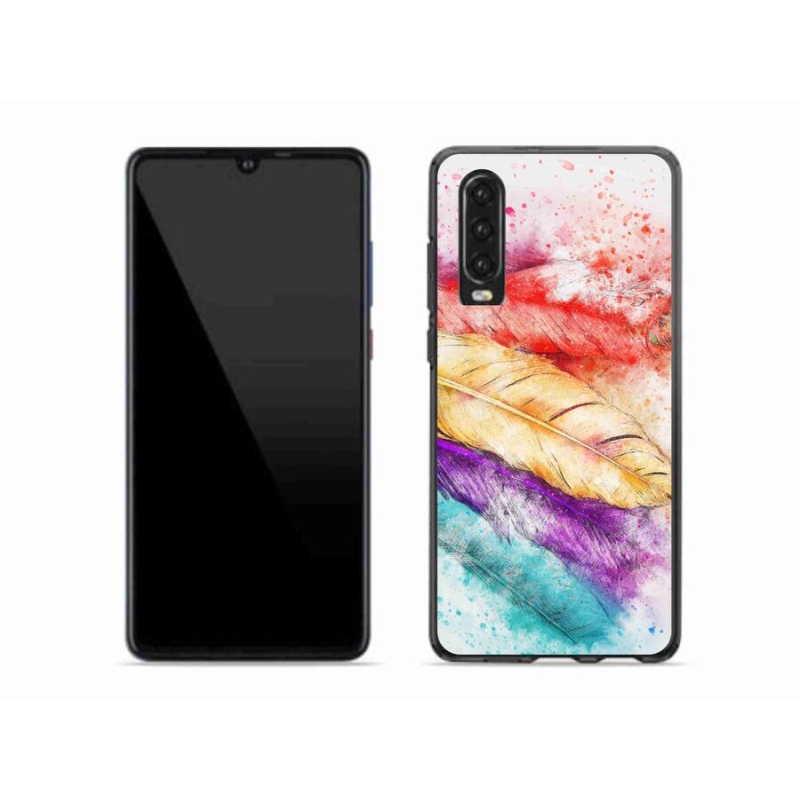 Gelový kryt mmCase na mobil Huawei P30 - barevné peří