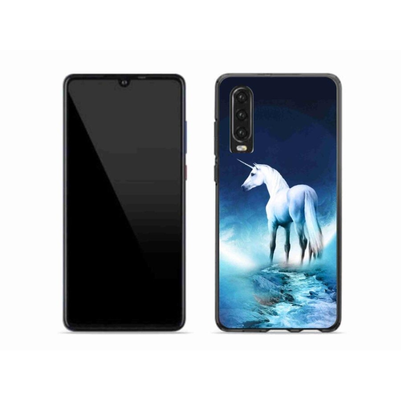 Gelový kryt mmCase na mobil Huawei P30 - bílý jednorožec