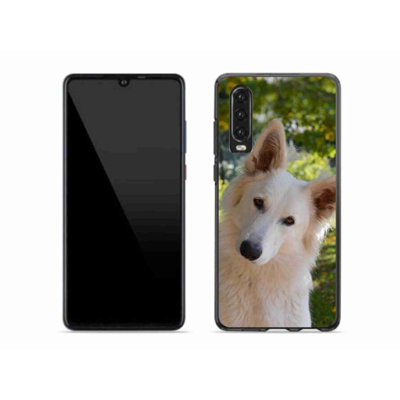 Gelový kryt mmCase na mobil Huawei P30 - bílý švýcarský ovčák 1