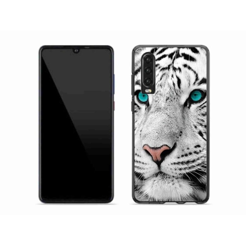 Gelový kryt mmCase na mobil Huawei P30 - bílý tygr