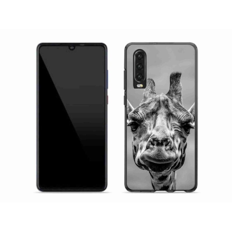Gelový kryt mmCase na mobil Huawei P30 - černobílá žirafa