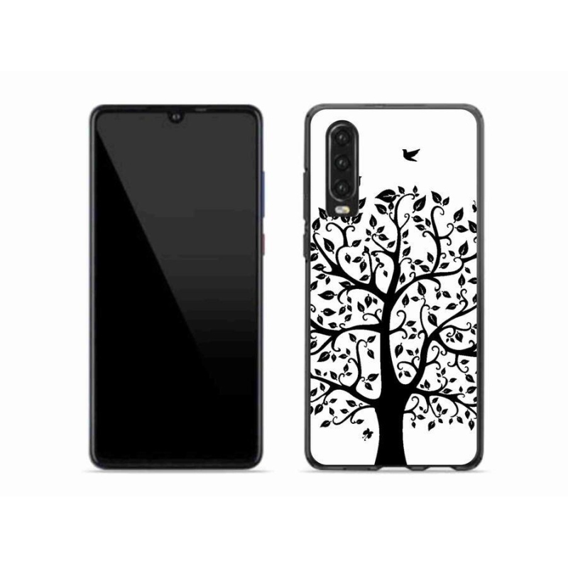 Gelový kryt mmCase na mobil Huawei P30 - černobílý strom