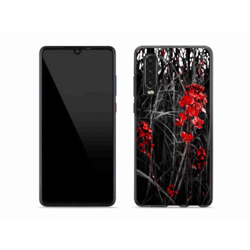 Gelový kryt mmCase na mobil Huawei P30 - červená rostlina