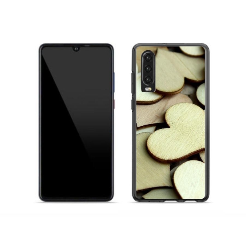 Gelový kryt mmCase na mobil Huawei P30 - dřevěná srdíčka