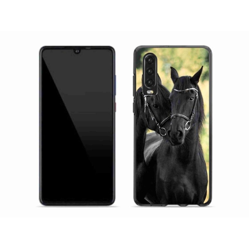 Gelový kryt mmCase na mobil Huawei P30 - dva černí koně