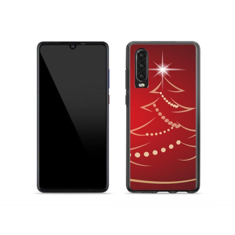 Gelový kryt mmCase na mobil Huawei P30 - kreslený vánoční stromek