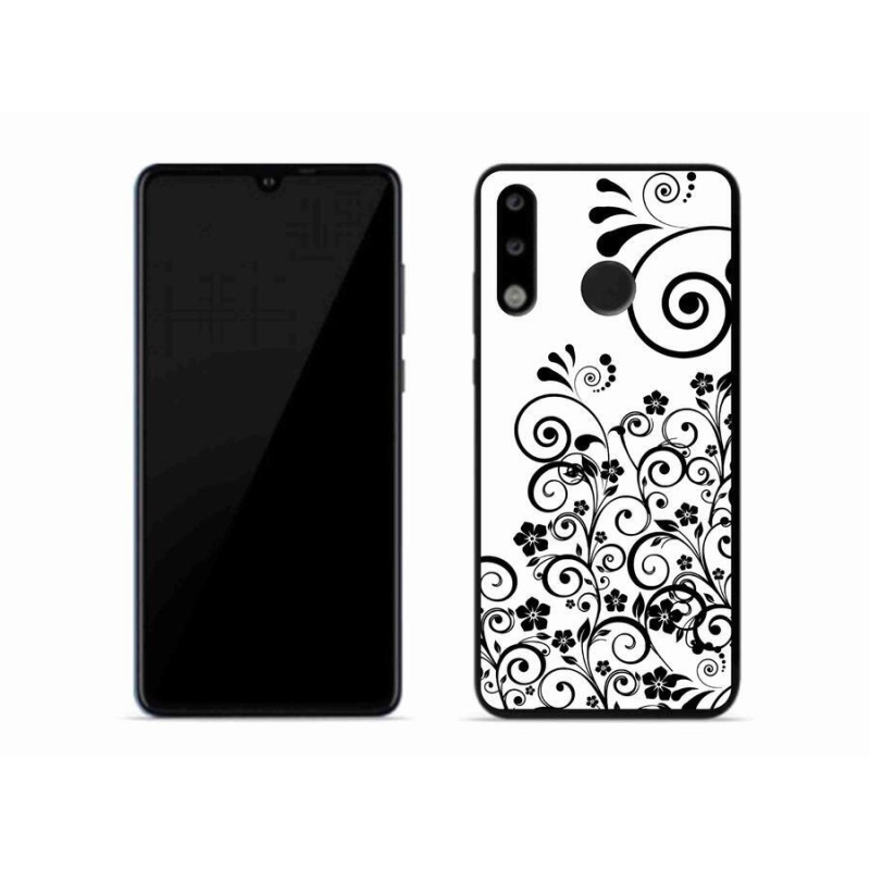 Gelový kryt mmCase na mobil Huawei P30 Lite - černobílé květinové vzory