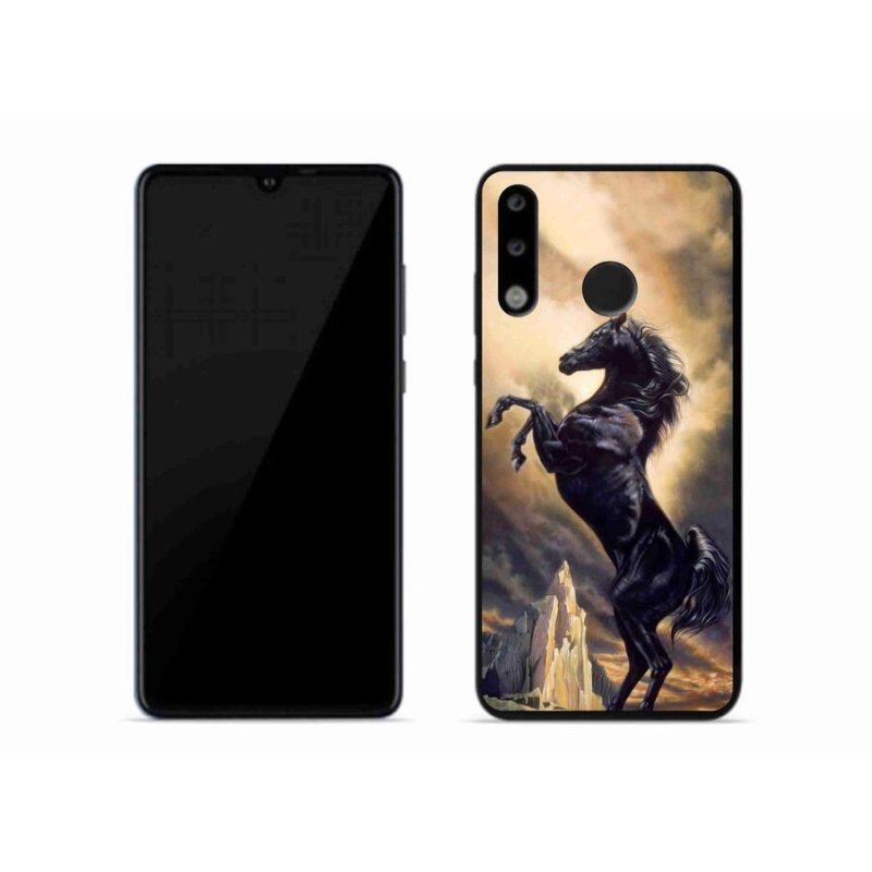 Gelový kryt mmCase na mobil Huawei P30 Lite - černý kreslený kůň